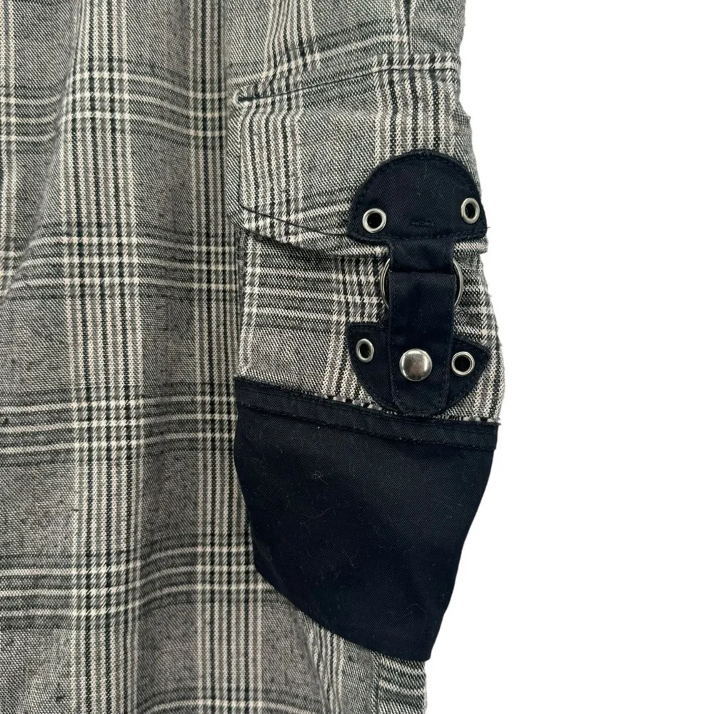 Vintage Japanese Tete Homme Plaid Cargo Pants Wool Blend Gray Black | 30